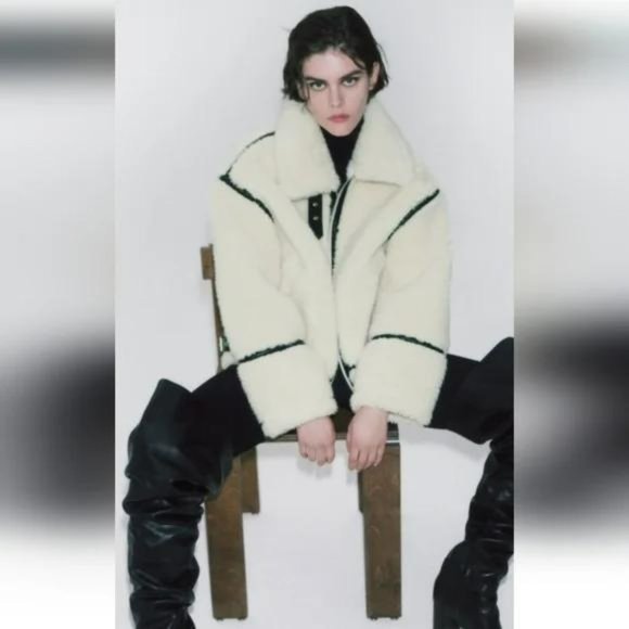 ZARA FAUX FUR BIKER JACKET